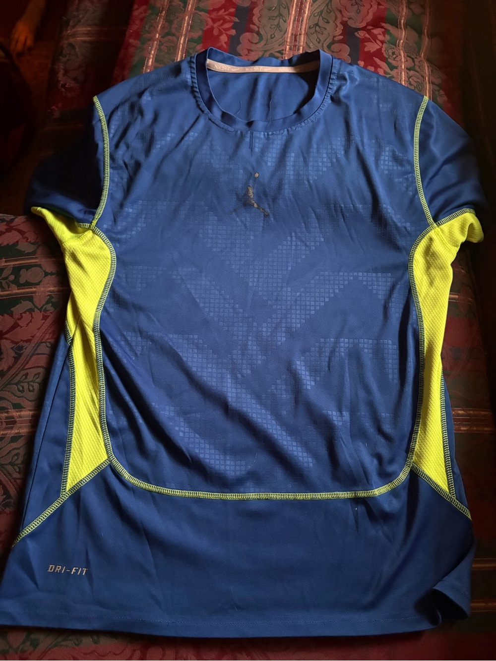 Nike Blue Athletic Dri-FIT Performance Tee with Neon Stitching